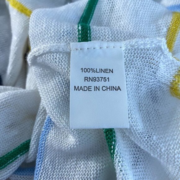 In Cashmere Top Linen Multicolored Striped V-Neck - Picture 6 of 7